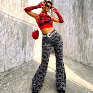 Distressed Flare Pants